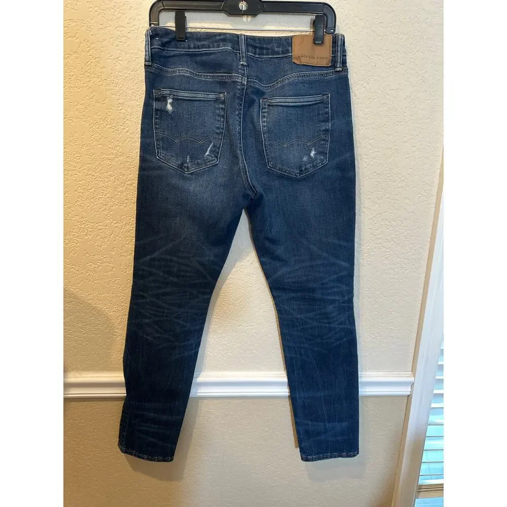 ⭐️ Men’s American Eagle Distressed Athletic Skinny Airflex Jeans Size 30X30